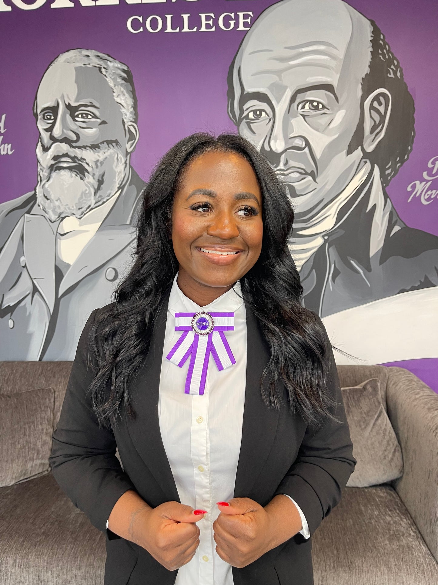 NCNW Dainty Purple & White Bow Tie