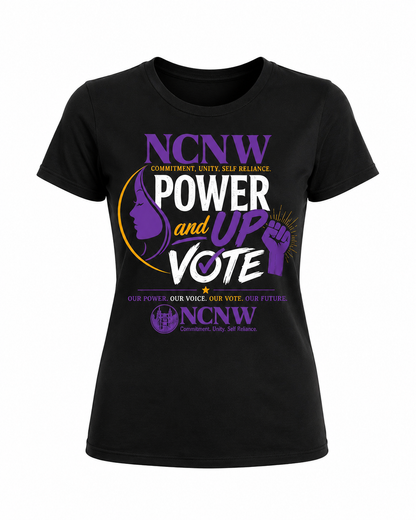 NCNW Power Up & Vote Tee – Black Edition