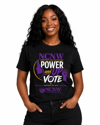 NCNW Power Up & Vote Tee – Black Edition