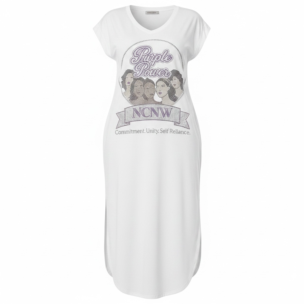 NCNW “Purple Power” Rhinestone Maxi Dress