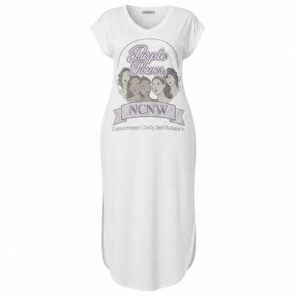 NCNW “Purple Power” Rhinestone Maxi Dress
