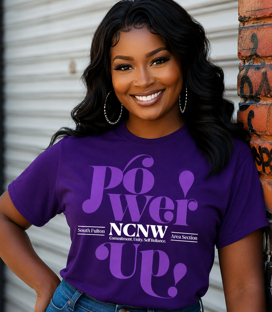 Power Up! NCNW South Fulton Area Section Exclusive Member Only Tee – Purple Edition