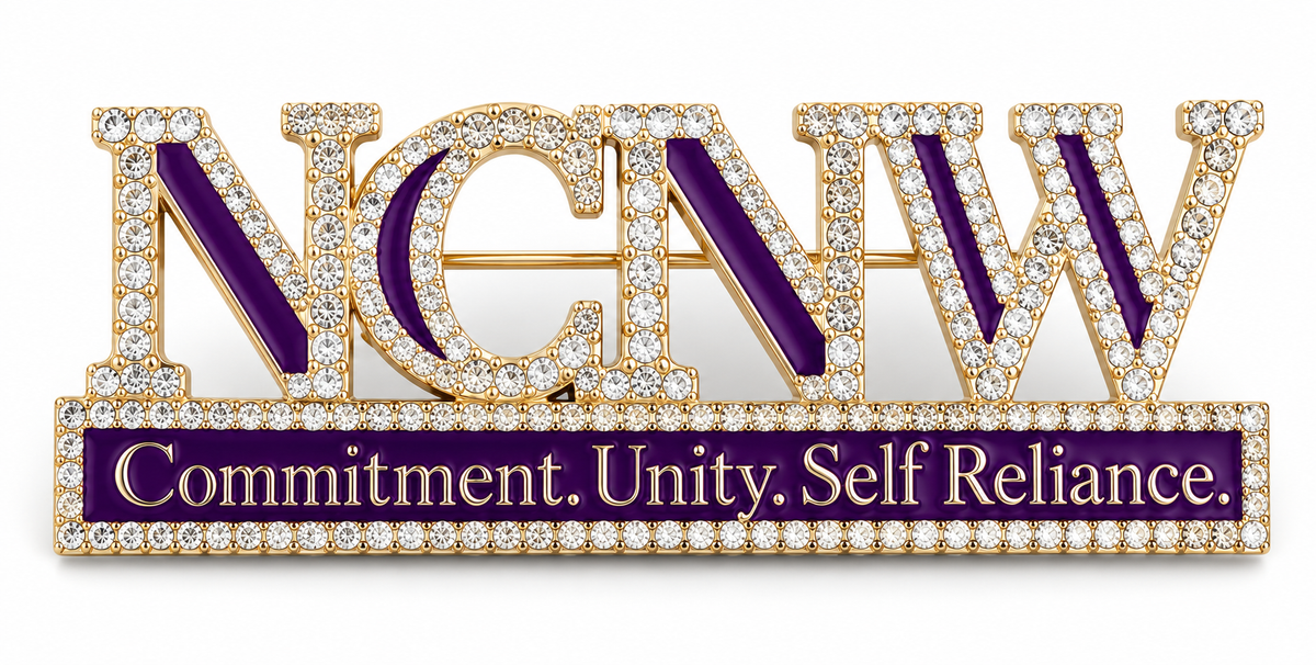 NCNW Commitment, Unity, & Self Reliance Rhinestone Brooch
