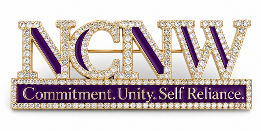 NCNW Commitment, Unity, & Self Reliance Rhinestone Brooch