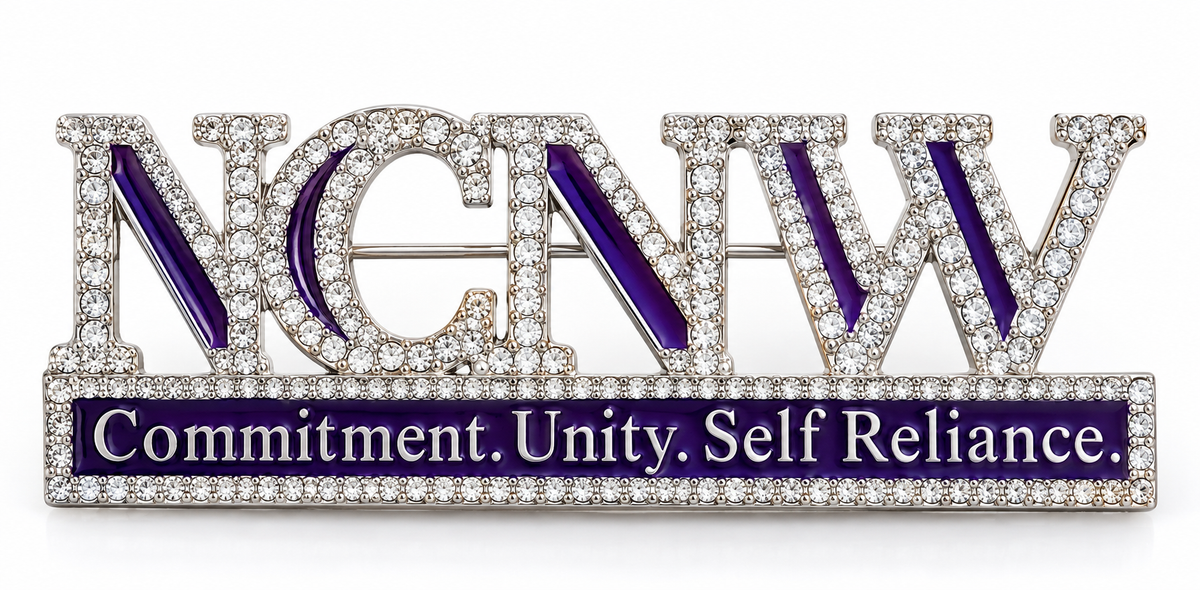 NCNW Commitment, Unity, & Self Reliance Rhinestone Brooch