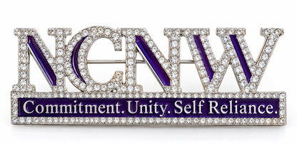 NCNW Commitment, Unity, & Self Reliance Rhinestone Brooch