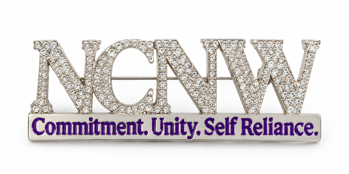 New NCNW Brooch Pearl & Rhinstone